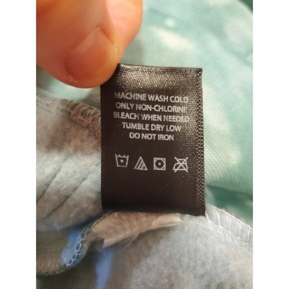 Civil Regime Aqua Marble Rose Hoodie Men's Size L Tie Dye Embroidered Flowers - Picture 10 of 10